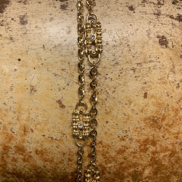 Camrose Kross JBK Gold and Rhinestone Paper Clip Necklace - Picture 3 of 9